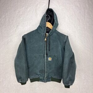 Vintage Carhartt Mid-Weight Quilt Lined Jacket Youth Medium JQ696 Cobalt Blue